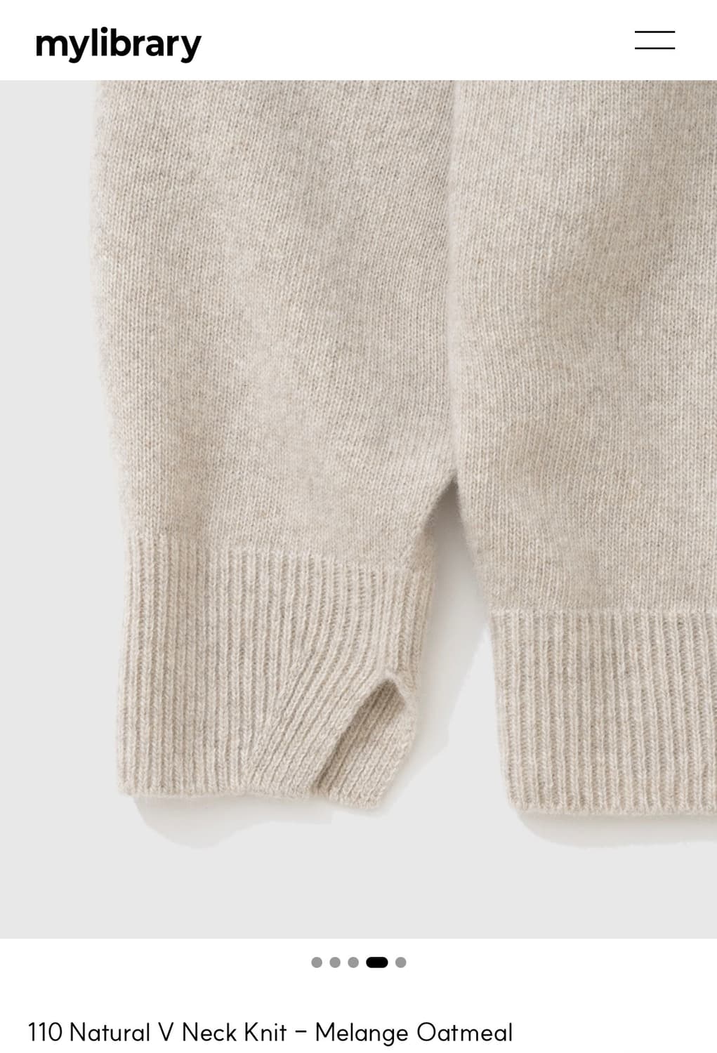 110 Natural V Neck Knit -Melange Oatmeal 상품이미지4