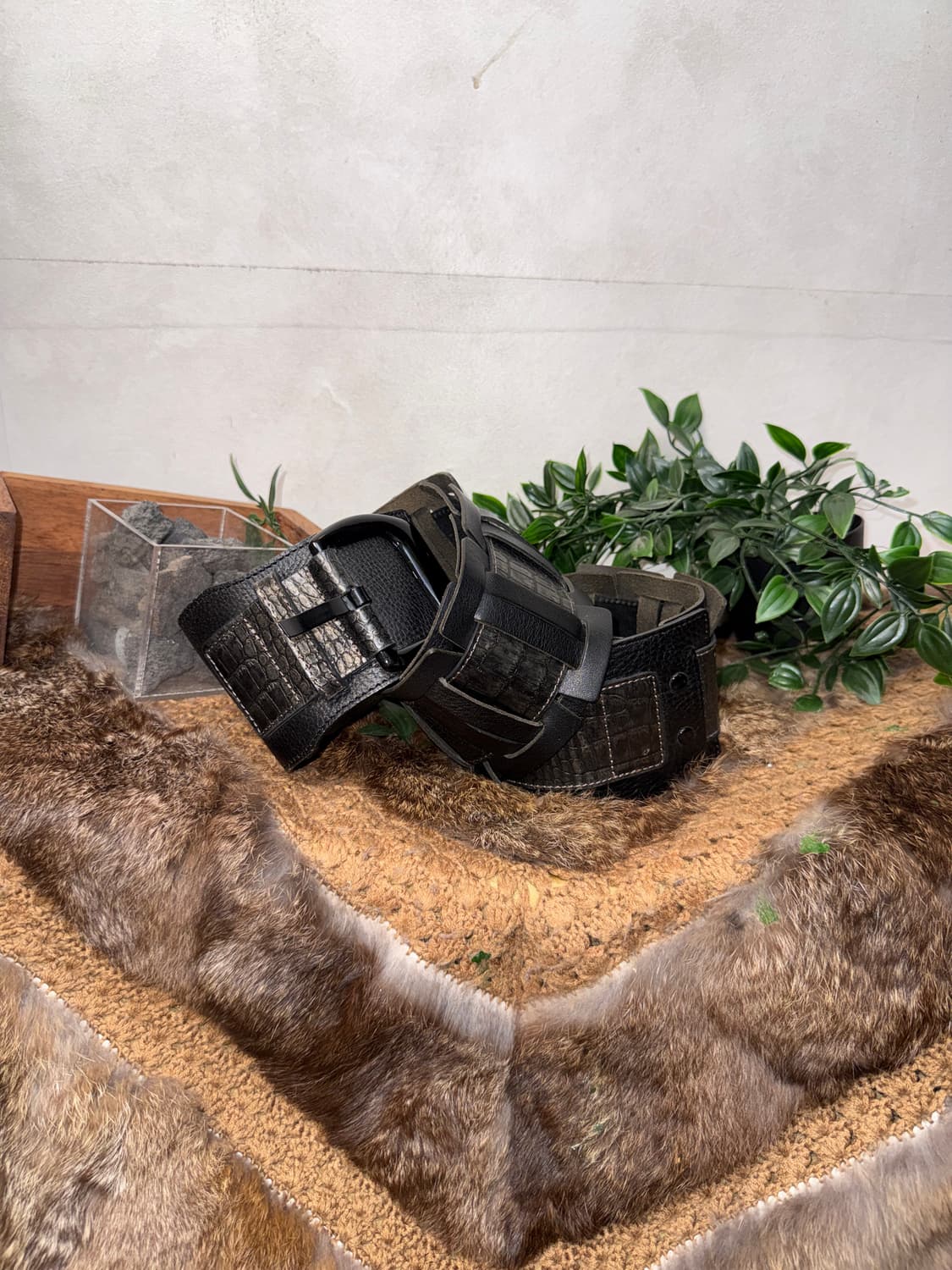 DEMOO black metallic python buckle belt  상품이미지1
