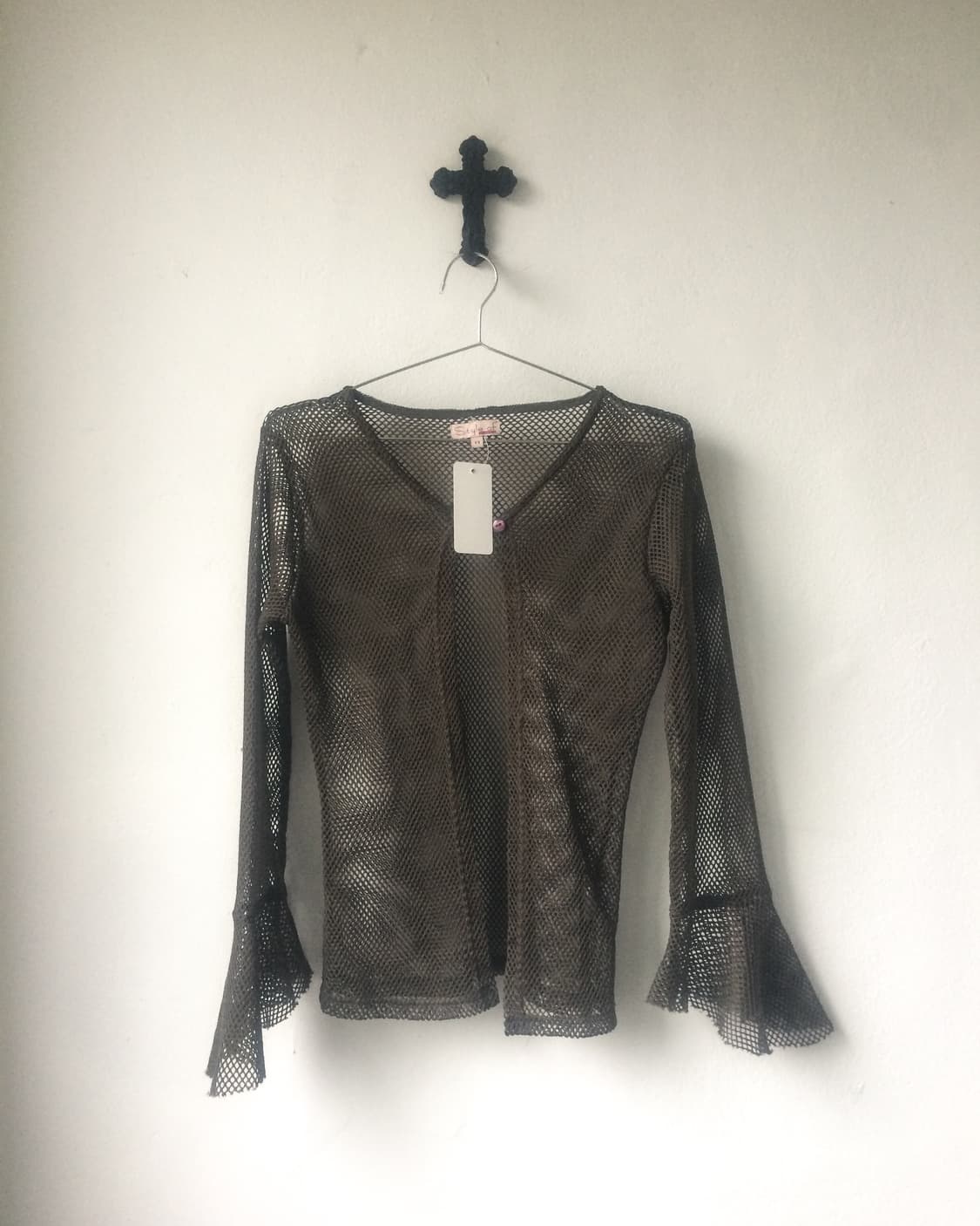 See through one button cardigan 상품이미지2