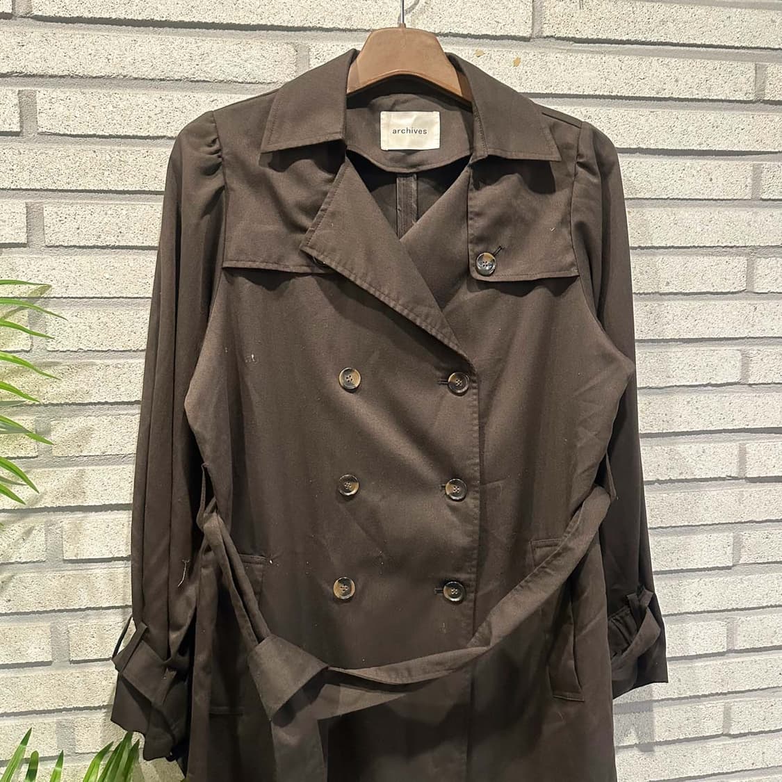 JPN VINTAGE 더블 트렌치 롱코트 벨티드 투포켓 디테일 브라운 상품이미지3