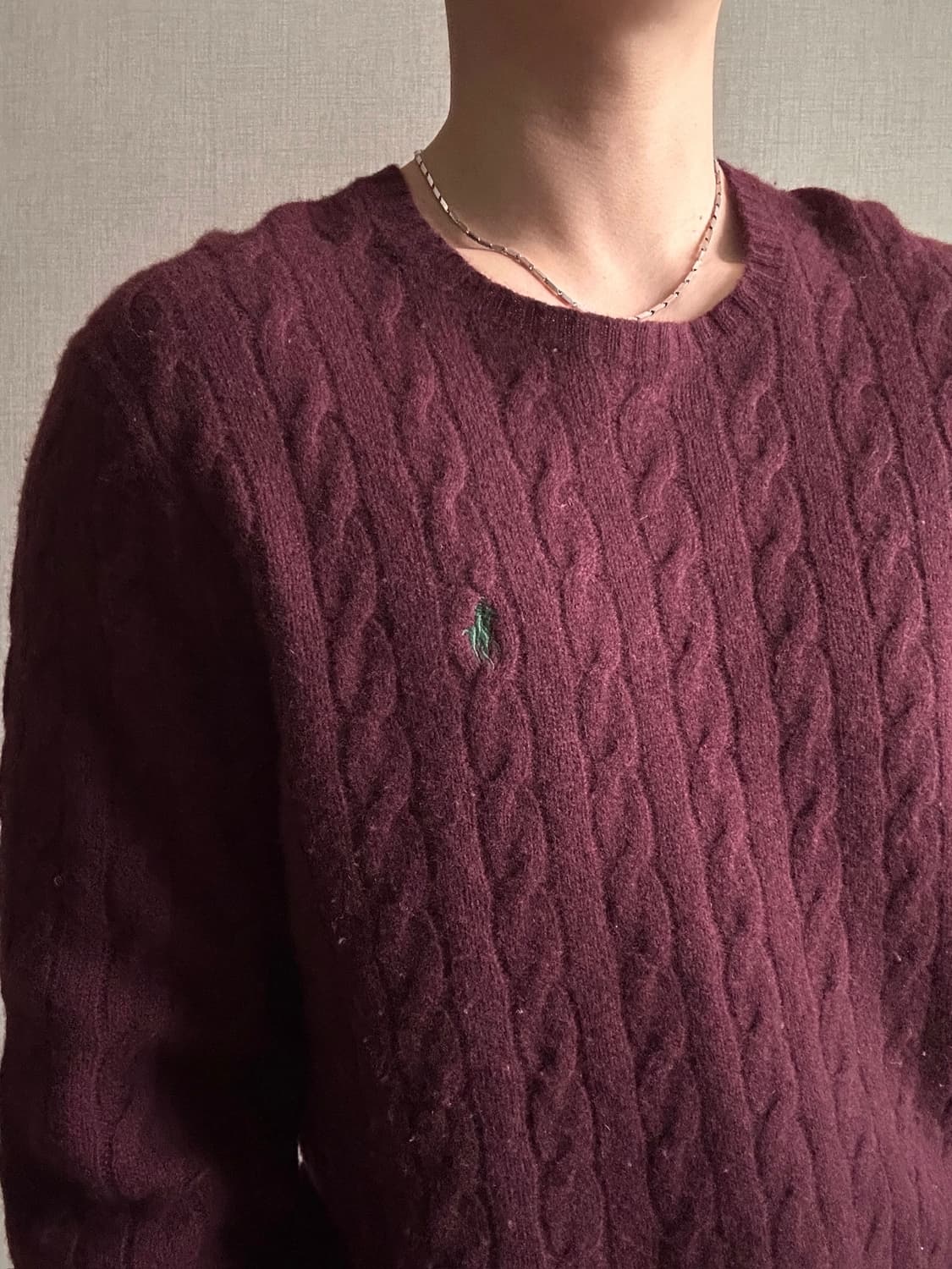 폴로 랄프로렌 꽈배기 버건디 울 니트 상품이미지3