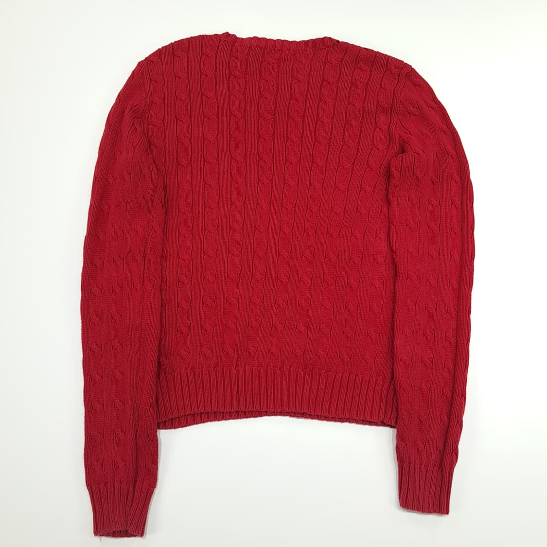 CN827W M 폴로 랄프로렌 레드 라운드 케이블 긴팔 니트 스웨터 상품이미지7