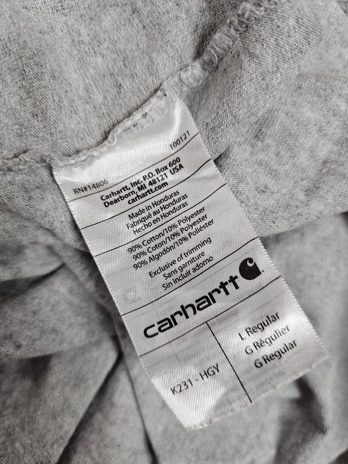 [L] 칼하트 K231 슬리브 로고 반팔 티셔츠 (헤더 그레이) 상품이미지5