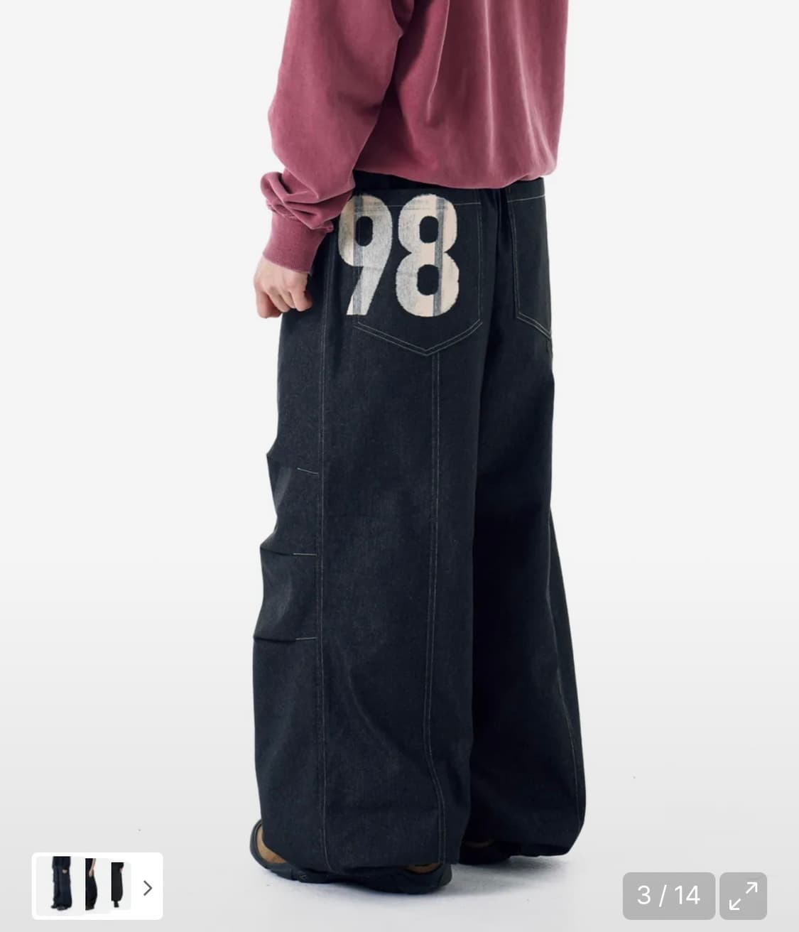 아캄 98 Printed Knee Pin-tuck Denim Pant 상품이미지1