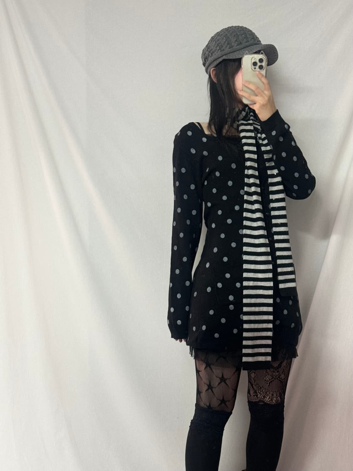 케이블 니트 패턴 셔링 캡 상품이미지6