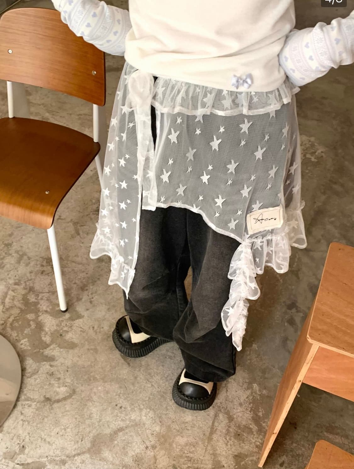 별 시스루 레이어드 언발 랩 스커트  상품이미지3