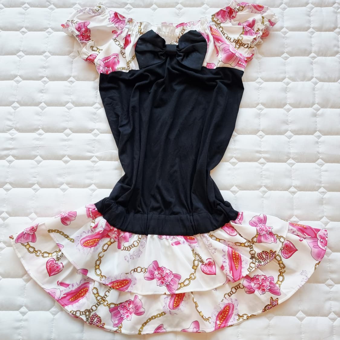 Ma rs(마즈)하트쥬얼 체인 베이비핑크 프릴 바디콘 원피스 상품이미지5