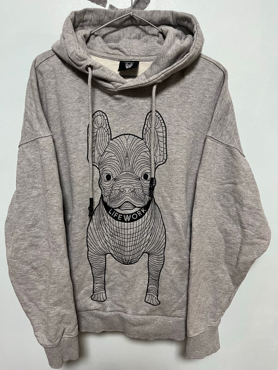 라이프워크 강아지 그래픽 후드티 회색 상품이미지1