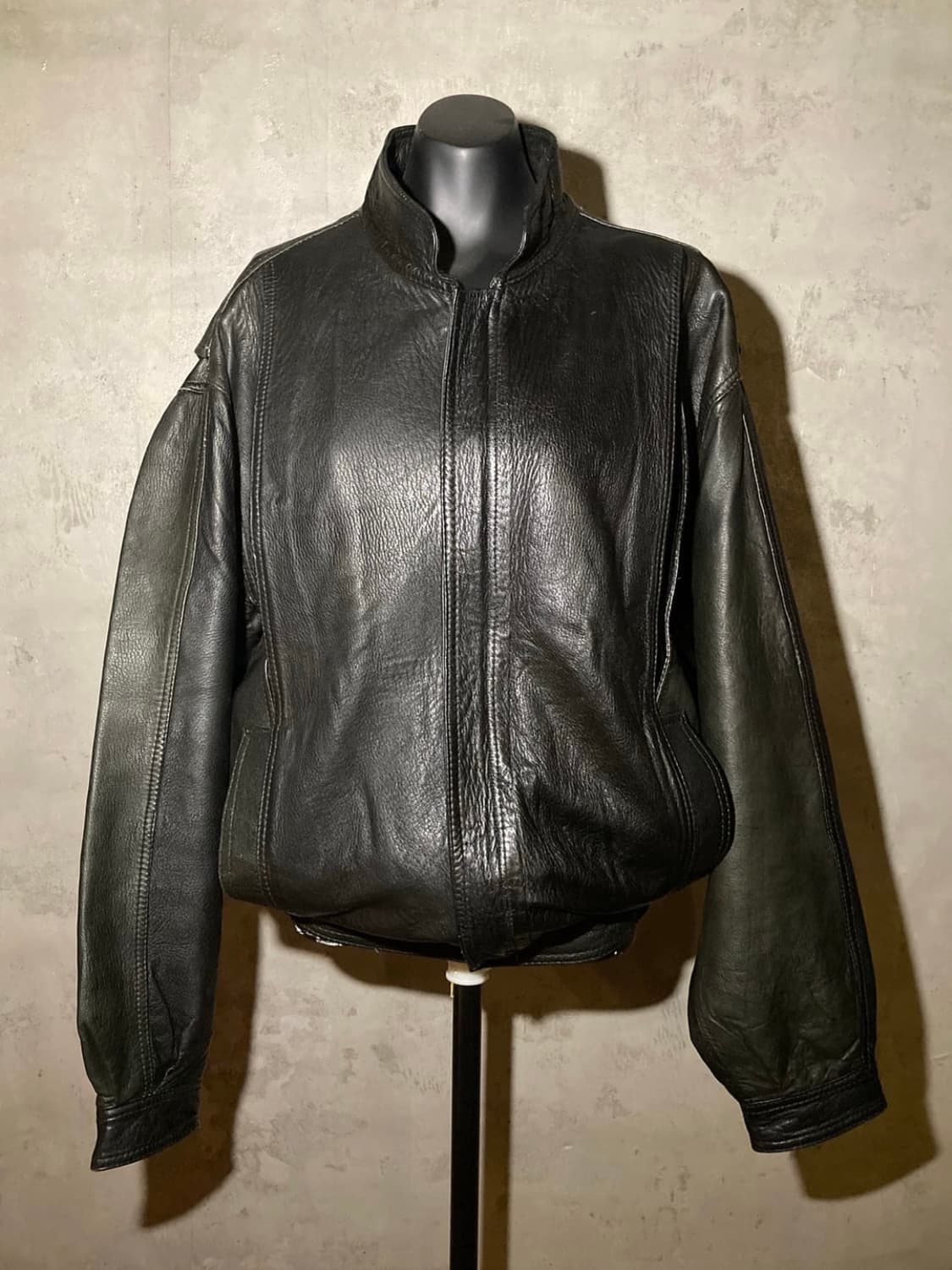 90‘s 독일 빈티지 절개 레더 자켓 상품이미지1