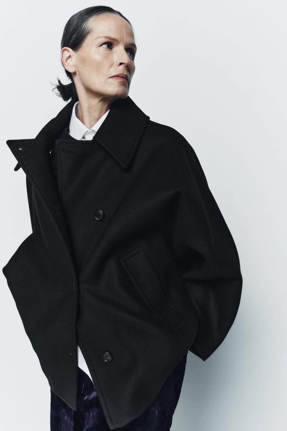 자라 우먼 ZW 컬렉션 만테코 울 숏 코트 상품이미지5