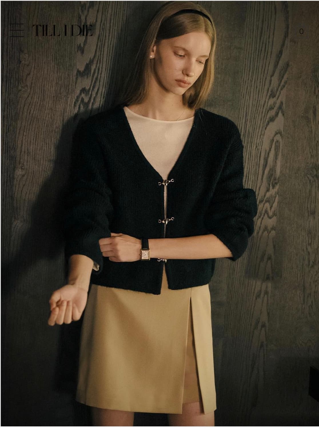 틸아이다이 버클 디테일 v넥 울 가디건 상품이미지1