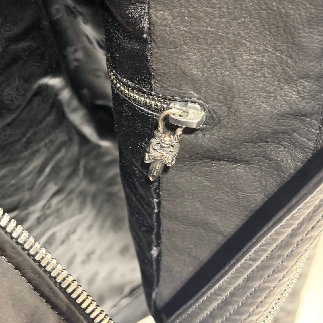 (A+/M) / 크롬하츠 블랙 실버 대거 레더 가죽 자켓 블랙 상품이미지8