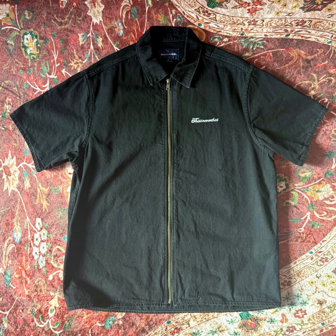 Washed Denim Zip S/S Shirt 상품이미지1