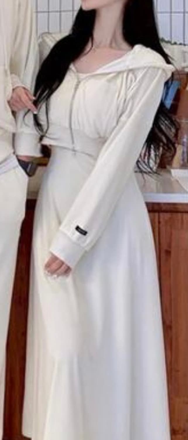 메이윤 극세사 노브라 플레어 원피스 후드집업 세트 셋업 상품이미지2