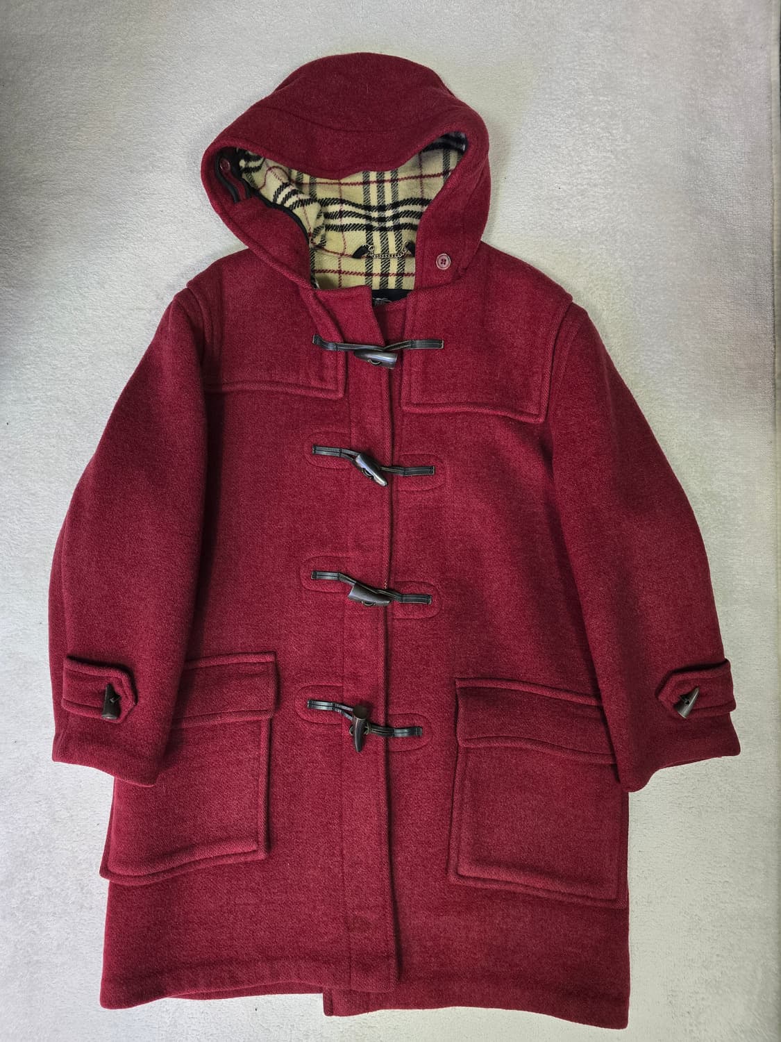 Burberry 버버리 레드 체크 후드 더플 떡볶이 코트 상품이미지2