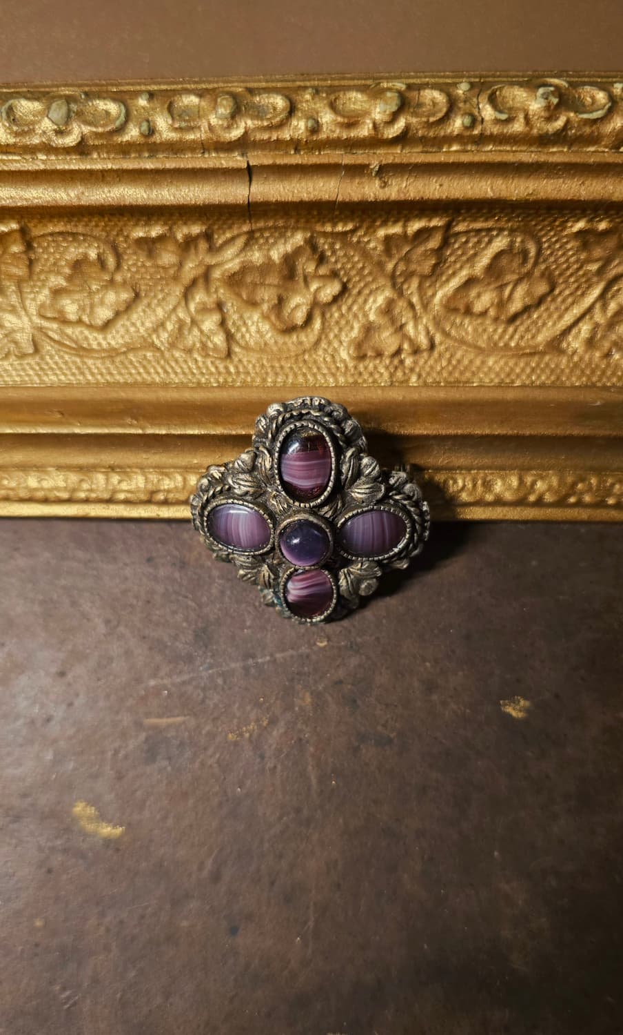 MIRACLE 영국 빈티지 퍼플 클로버 브로치 상품이미지3