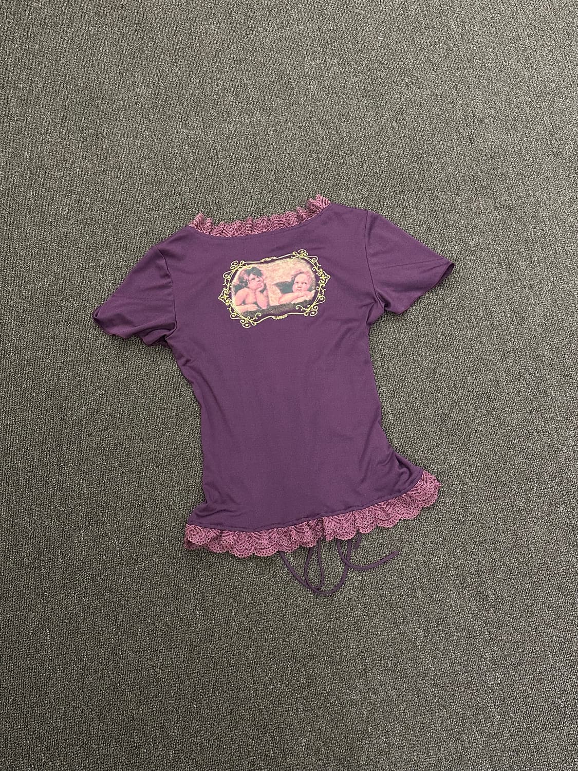 OS)Ozz on 빈티지 여성 레이스업 프릴 숏슬리브 상품이미지6