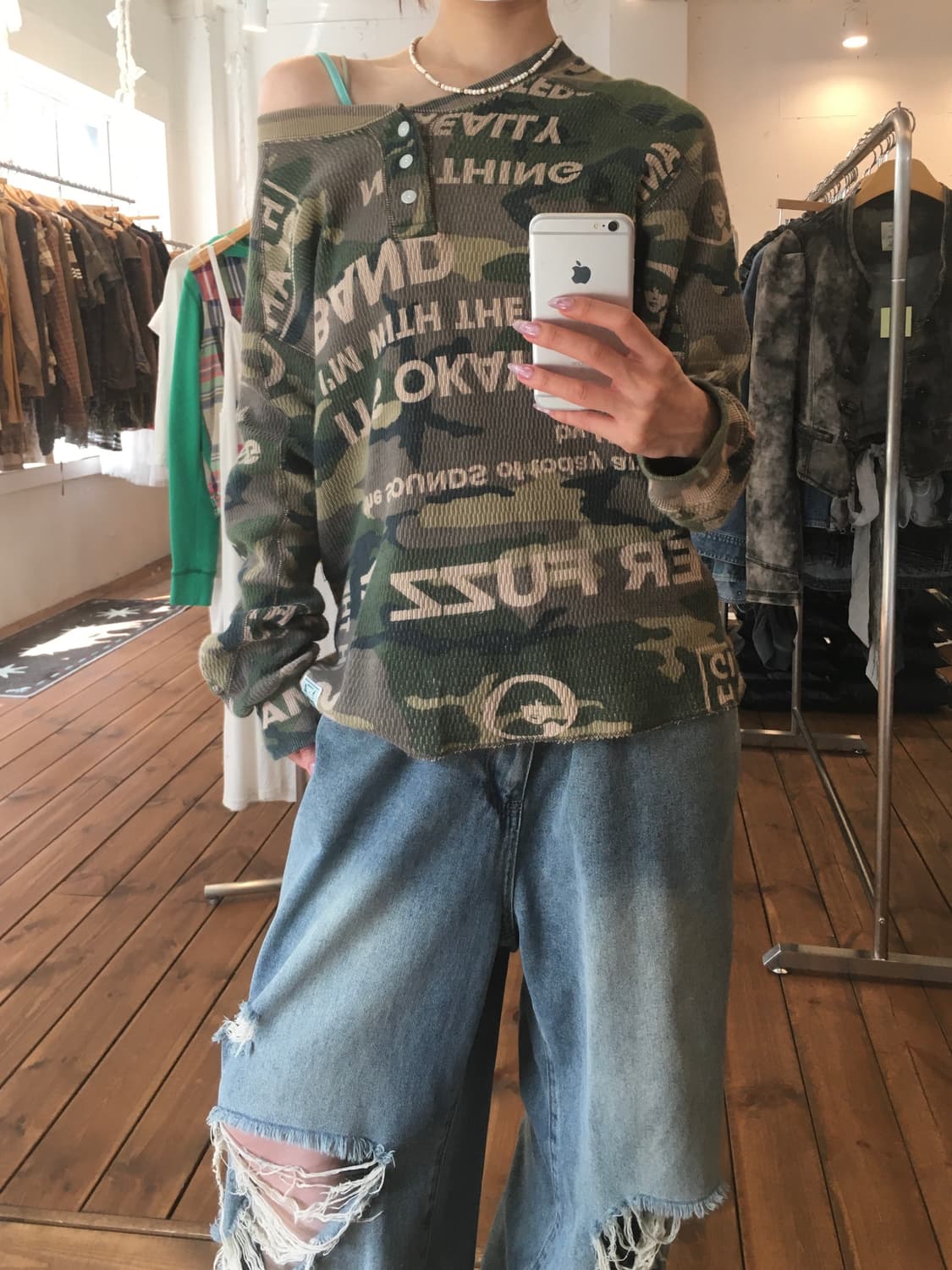 히스테릭글래머 카모 와플 티셔츠 상품이미지7