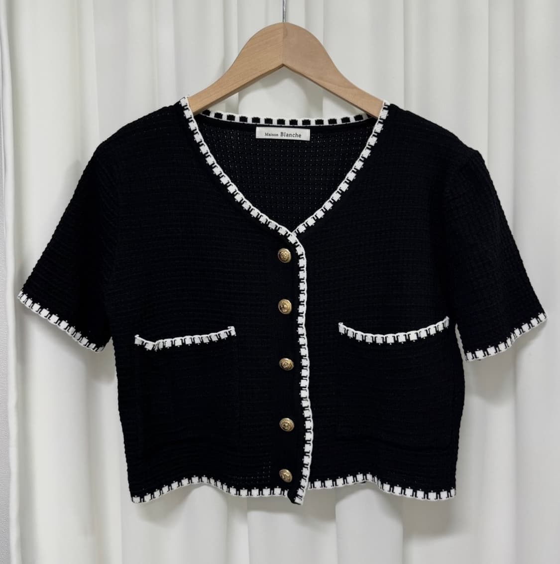 메종블랑쉬 블랙 반팔 가디건 상품이미지4