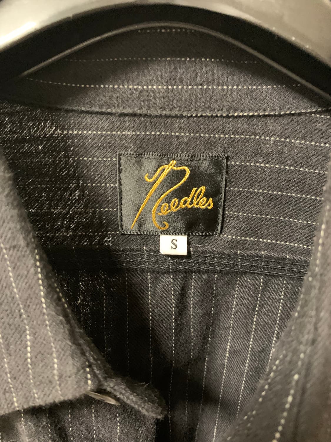 니들스 22aw 핀스트라이프 워크 셔츠 블랙 상품이미지4