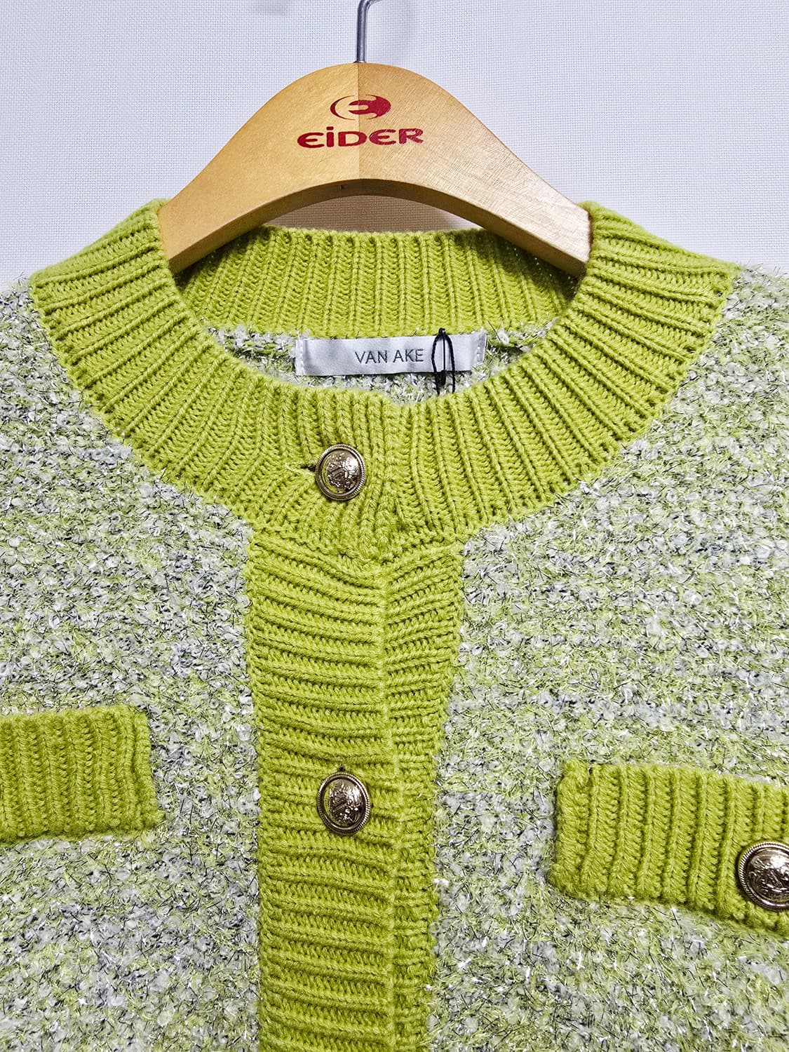 새상품 VAN AKE 라임 트위드 가디건 상품이미지2