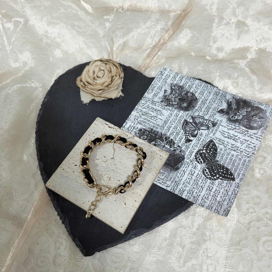 빈티지 리본 쿠바체인 팔찌 상품이미지1