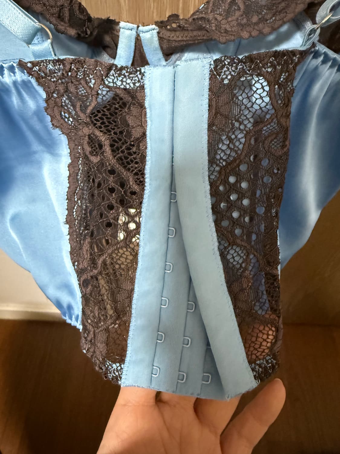 블루 브라운 새틴 코르셋 상품이미지4