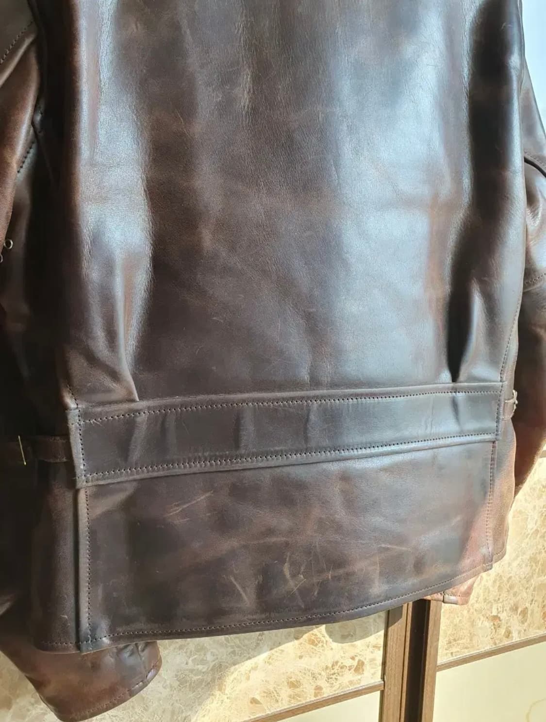 에어로레더 하프벨트 홀스하이드(말가죽) 자켓 38   상품이미지3