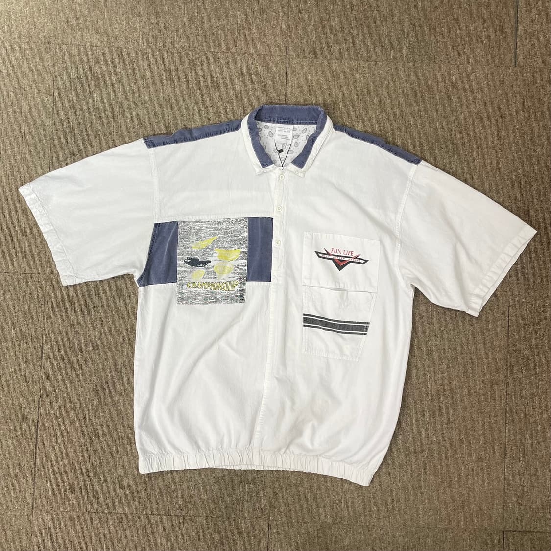 (Free) 90-00's patchwork racing shirt 반팔 상품이미지2