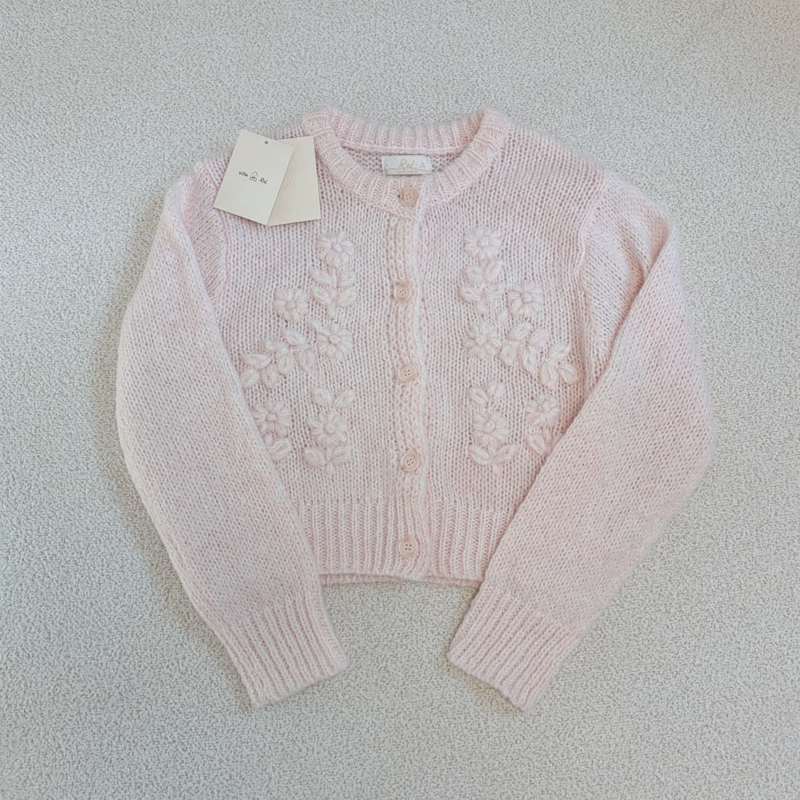 리엘 마시멜로 니트 가디건 파우더 핑크 상품이미지2