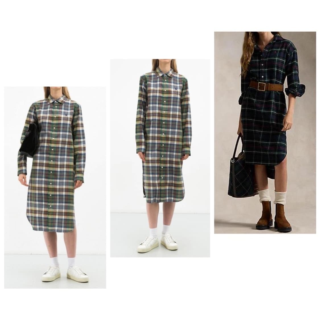 폴로 랄프로렌 플래드 코튼 셔츠 원피스 그린 네이비 0사이즈 상품이미지9