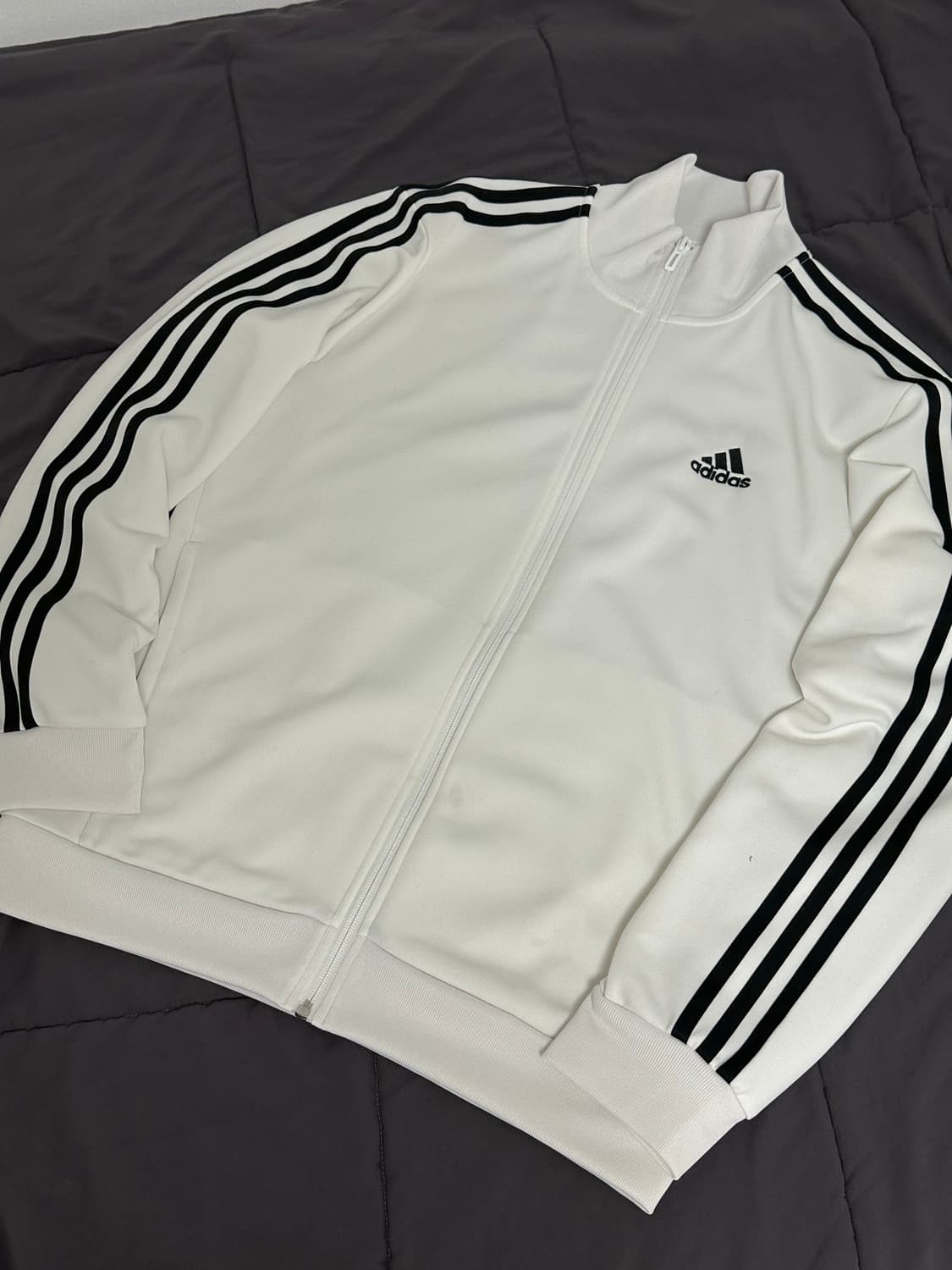 아디다스 화이트 흰색 삼선 져지 트랙탑 라지 상품이미지1