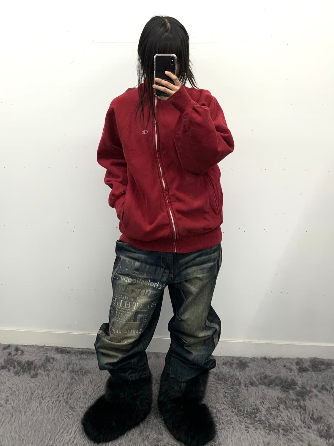 Champion reverse weave 90년대 스웻 집업 상품이미지3