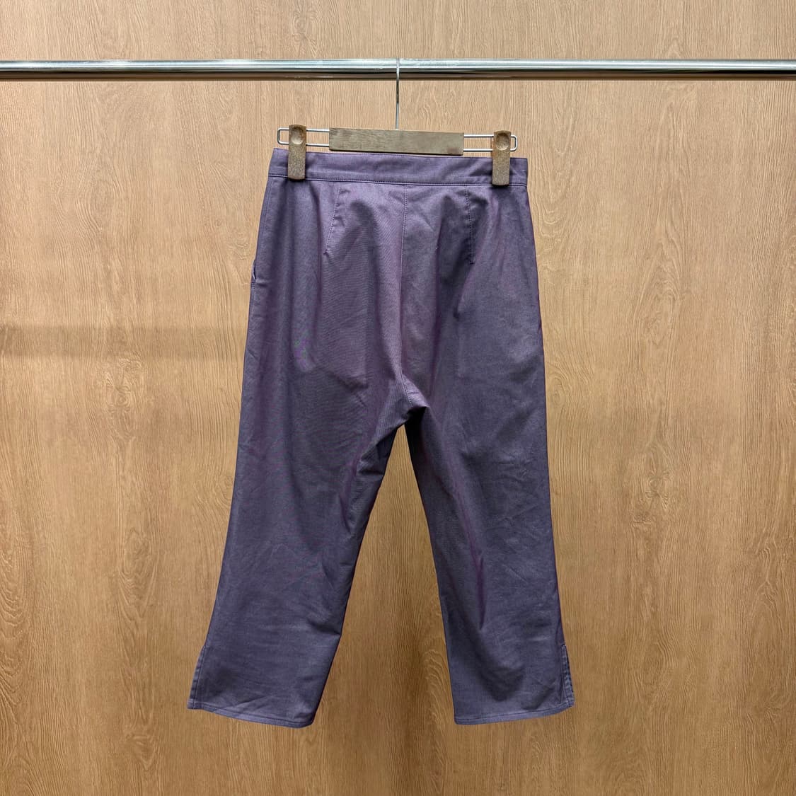 삭스니 와이삭스 크롭 슬랙스 스판 팬츠 사이드슬릿 디테일 퍼플 상품이미지3