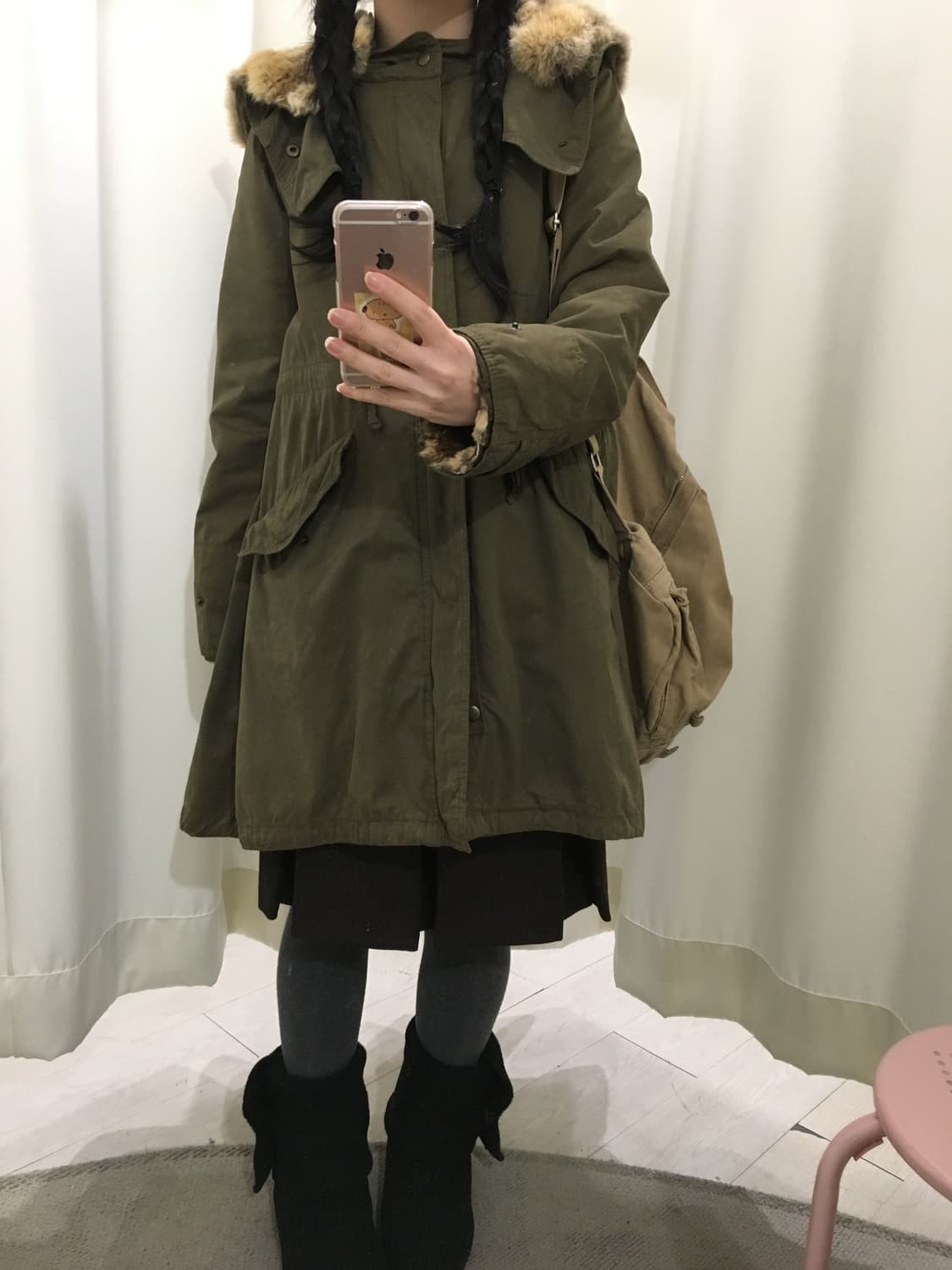 Sherpa-Lined Fur Hood Parka 상품이미지2