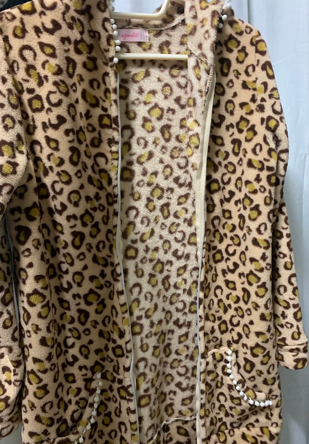 레오파드 후리스 후드집업 원피스 상품이미지1