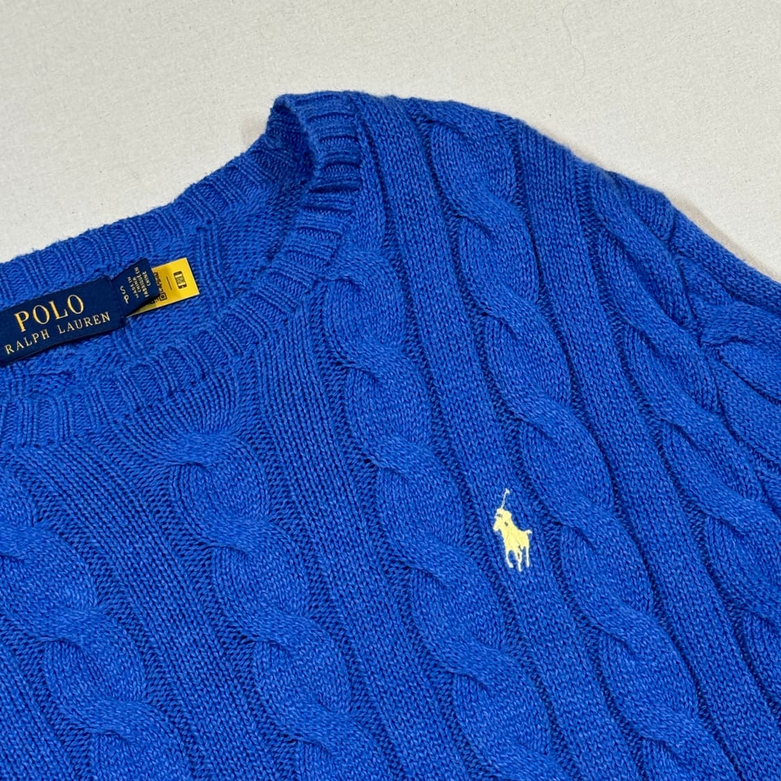 S) 폴로 랄프로렌 케이블 꽈배기 라운드넥 니트 신형 큐알탭 상품이미지5