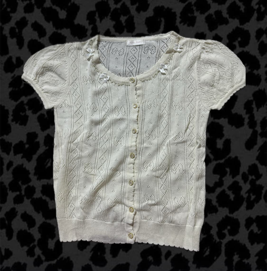 포인트 큐빅 스나계 반팔 니트 티셔츠 상품이미지1