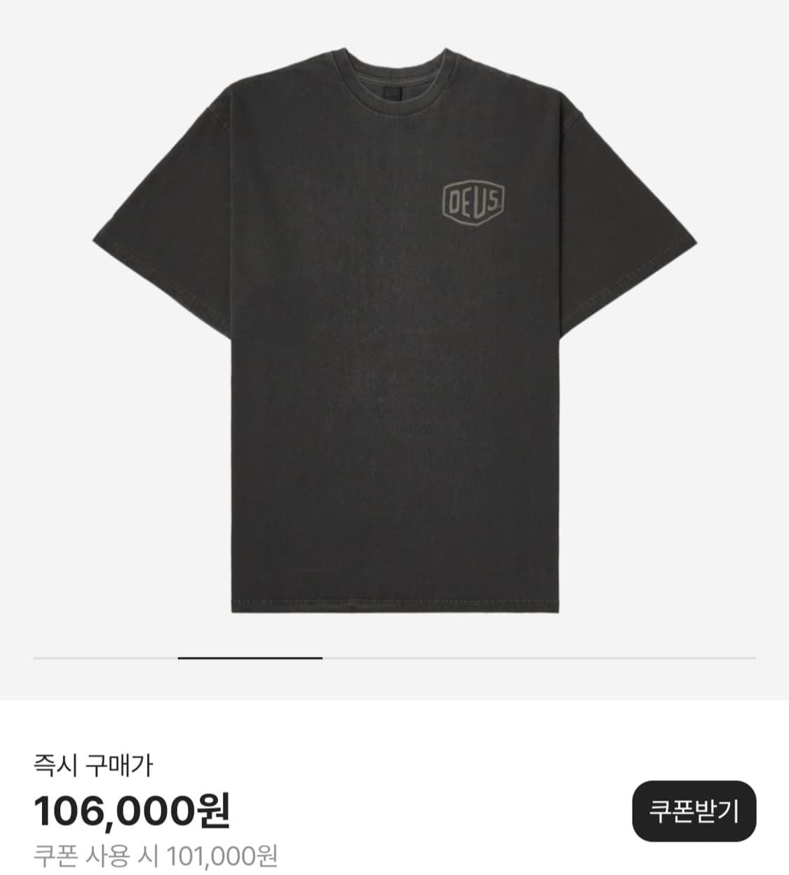 [M] 데우스 빈티지 워시드 차콜블랙 반팔 상품이미지1
