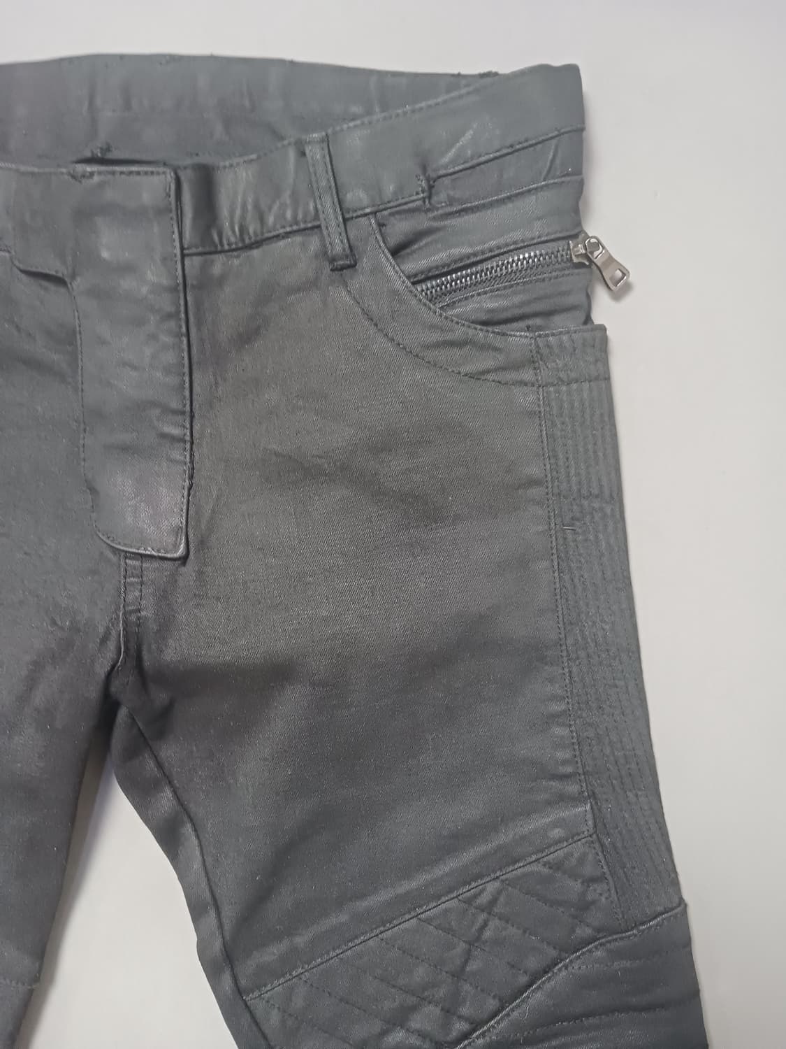 [33] 발망 왁스코팅 블랙 바이커진 청바지 상품이미지4