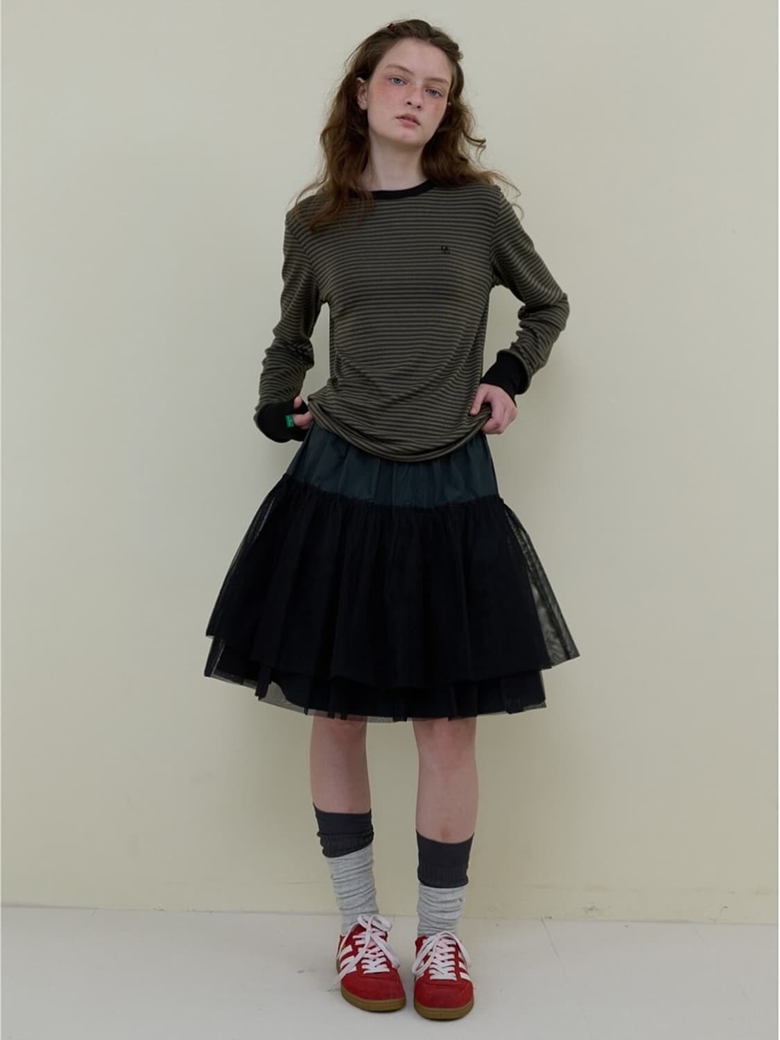 노컨텐츠 246. 메쉬 플레어 스커트 _ 블랙 상품이미지2