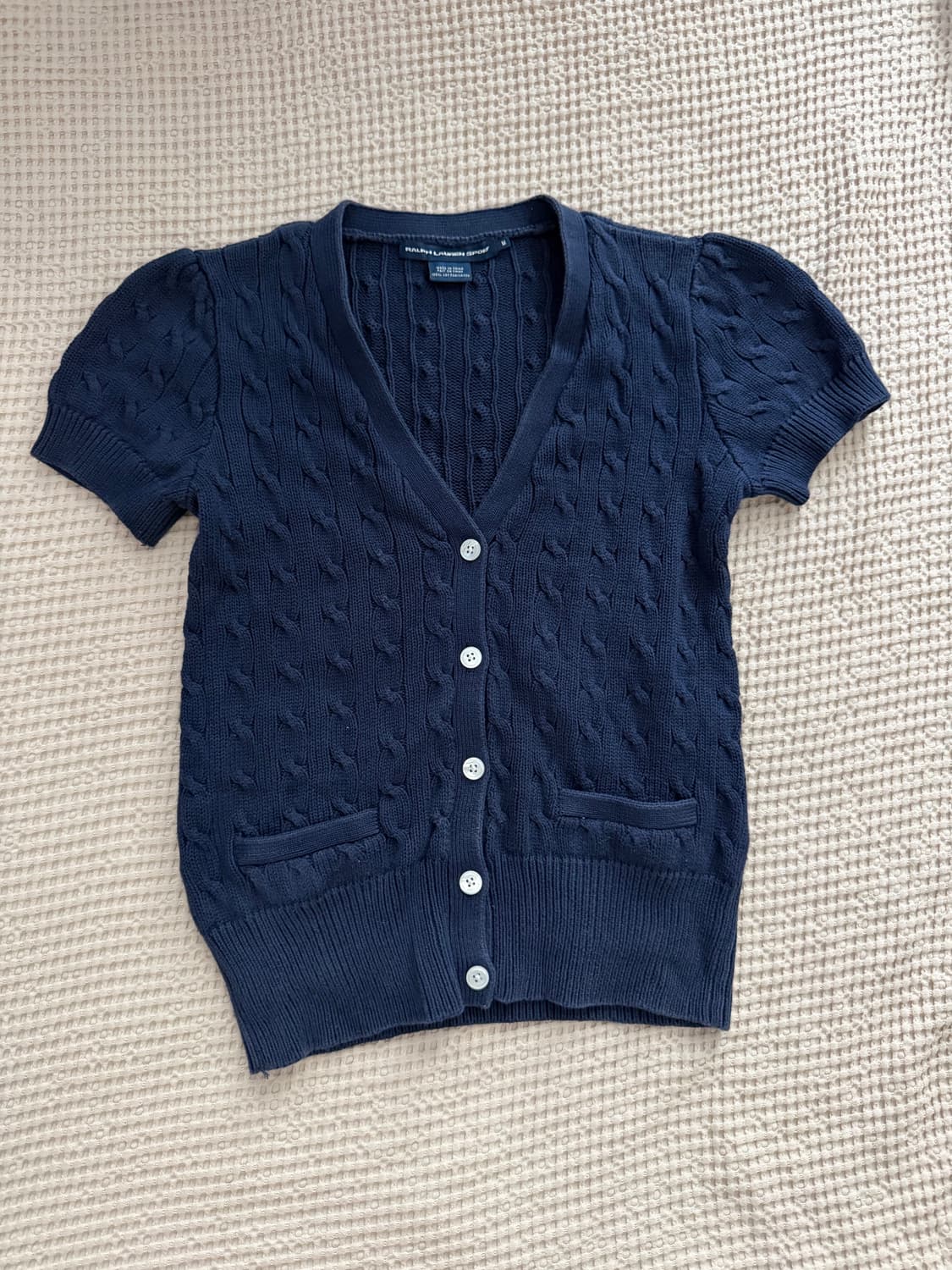 폴로랄프로렌 스포츠 네이비 케이블 반팔 가디건 상품이미지1
