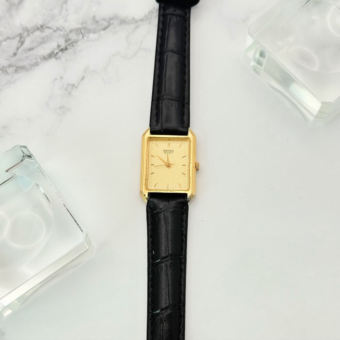 80s90s 빈티지 세이코 미니멀 골드 탱크 워치 상품이미지5