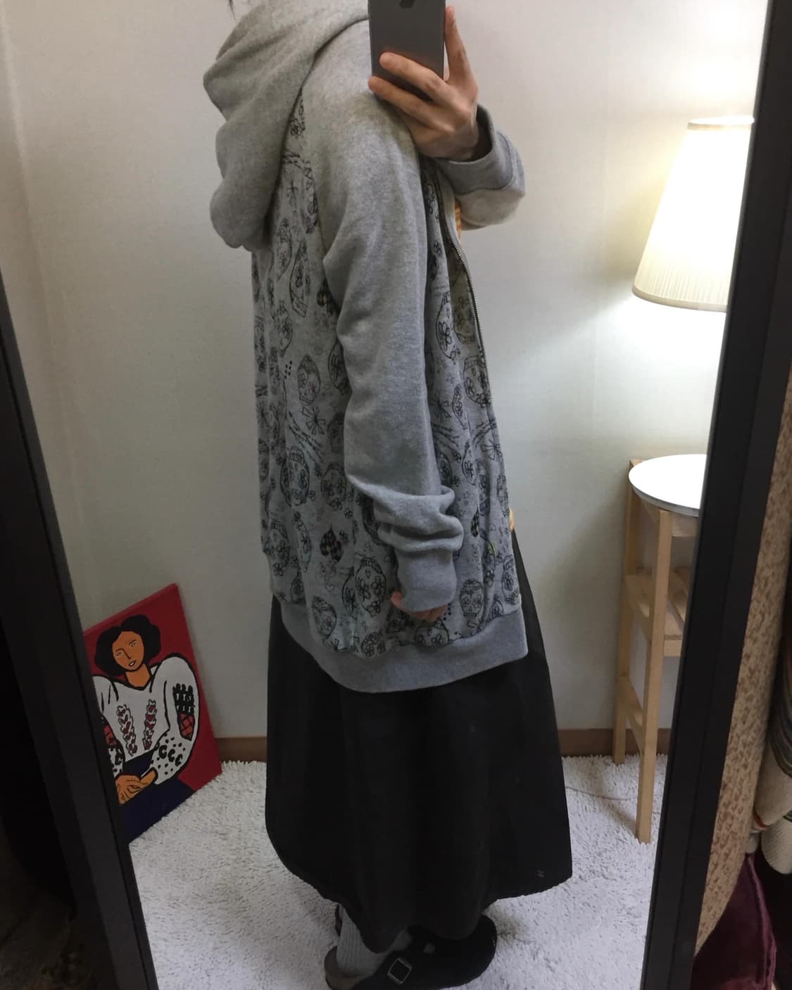 Scolar Y2K skull print hoodie 상품이미지1