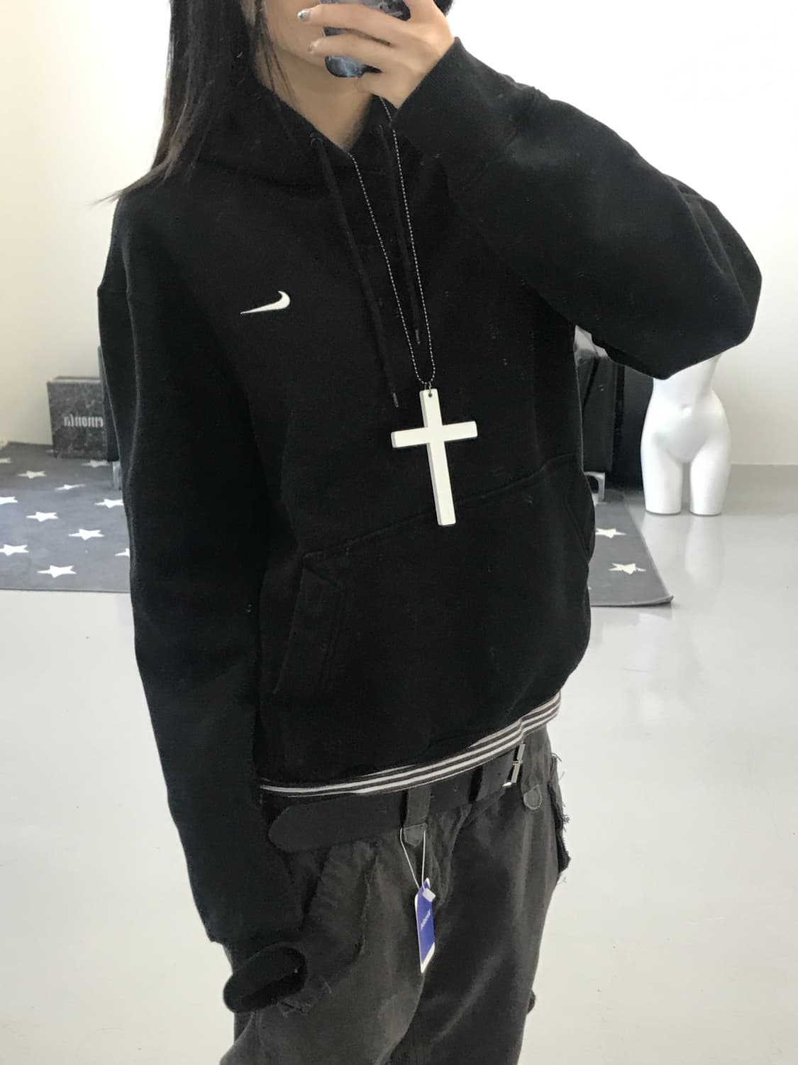나이키 로고 블랙 후드 상품이미지3