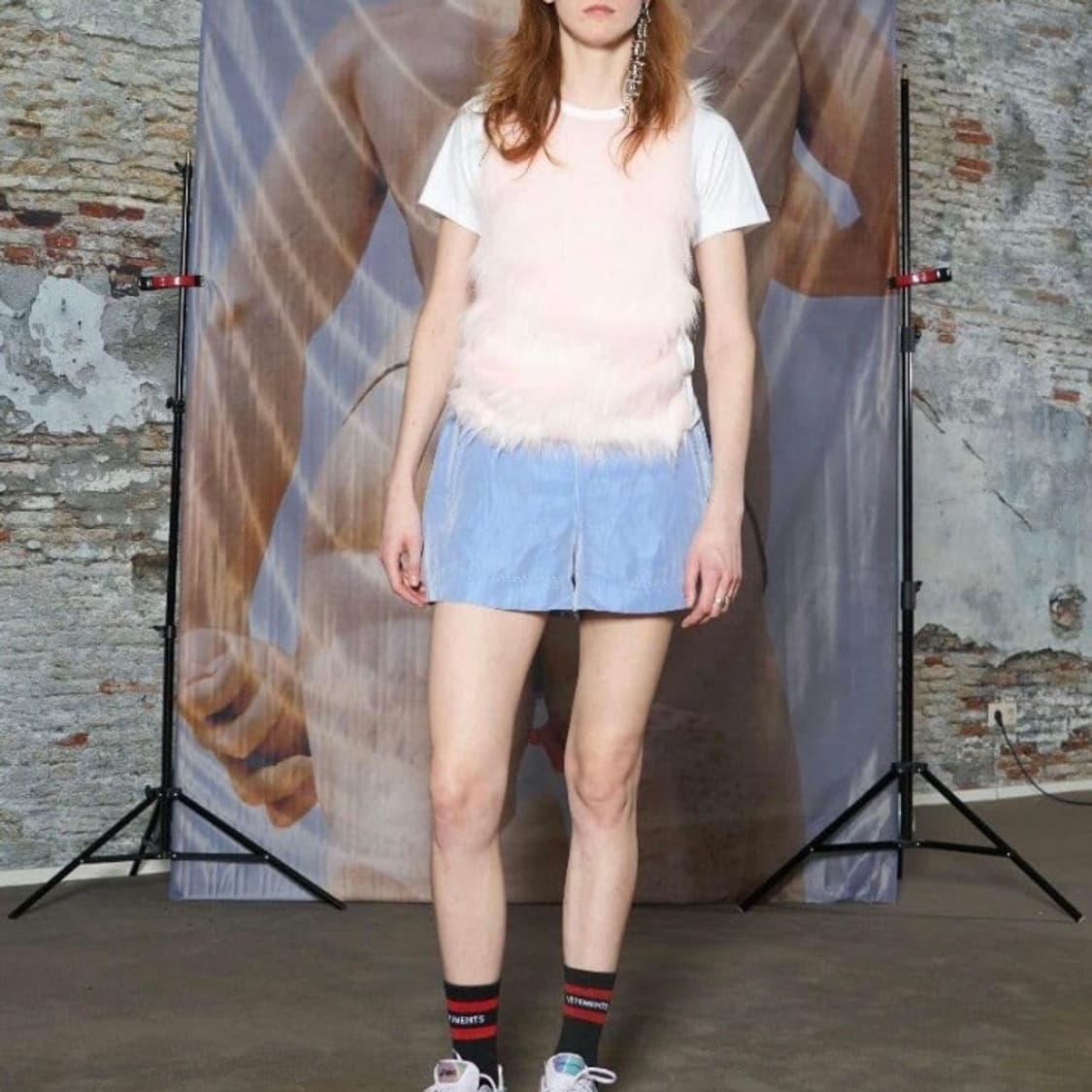 2018 꼼데가르송 걸 핑크 퍼 반팔 티셔츠 상품이미지8