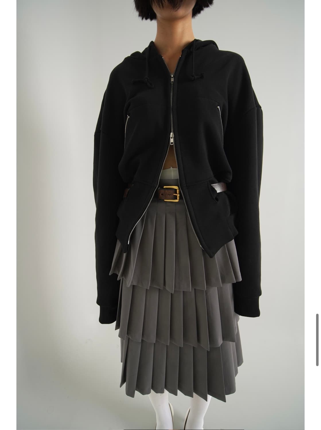 언노운블루 OG PLEATS SKIRT (GREY) 상품이미지1