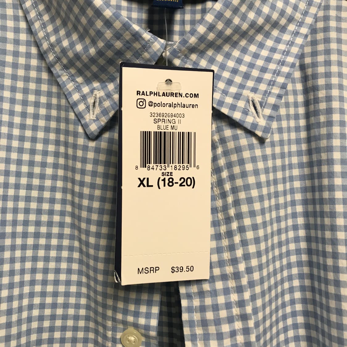 폴로 랄프로렌 깅엄 체크 반팔 셔츠 XL18-20 상품이미지5