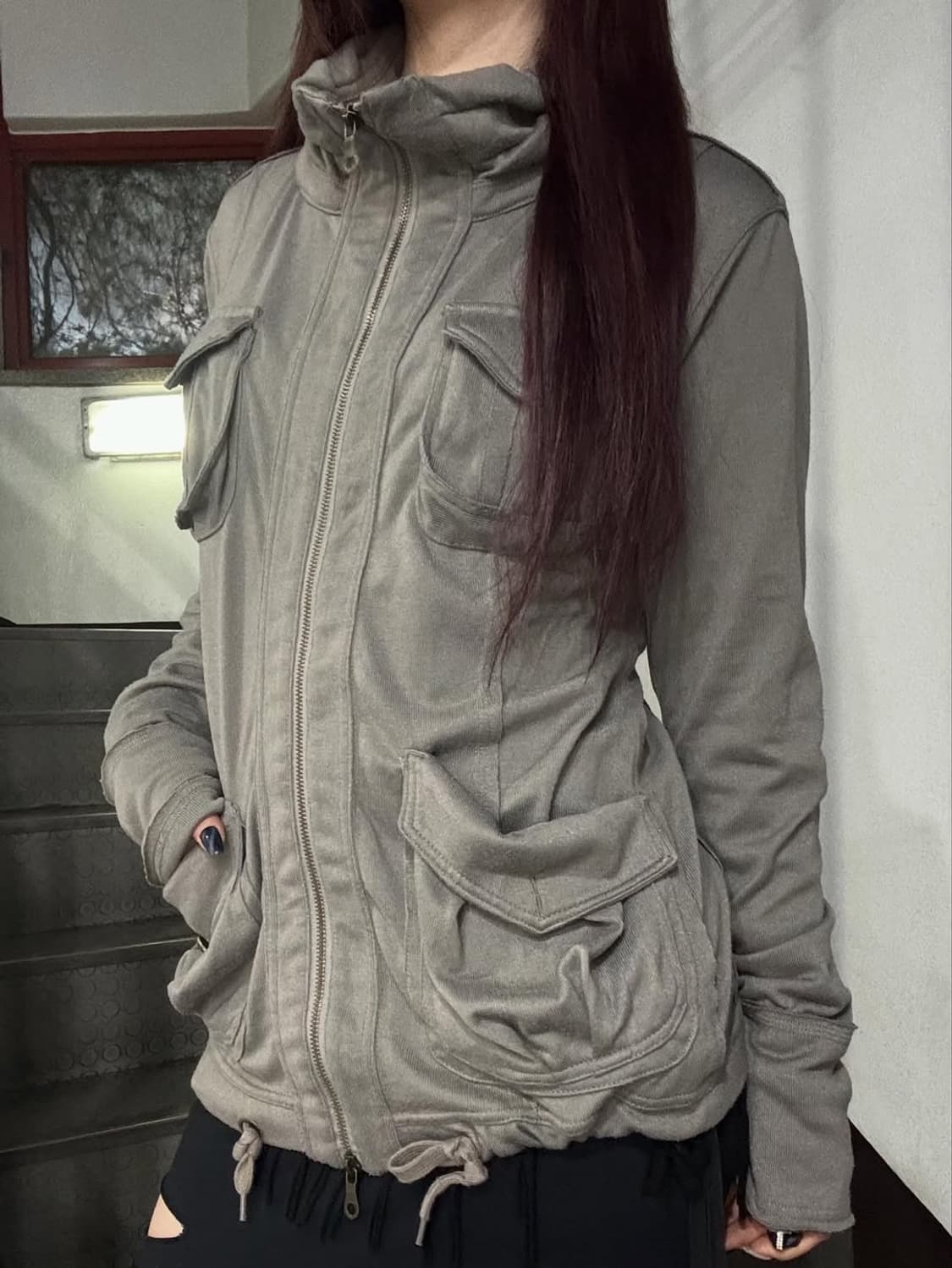 Grunge Outstitch 2-Way Zipup Hidden Hood 상품이미지2