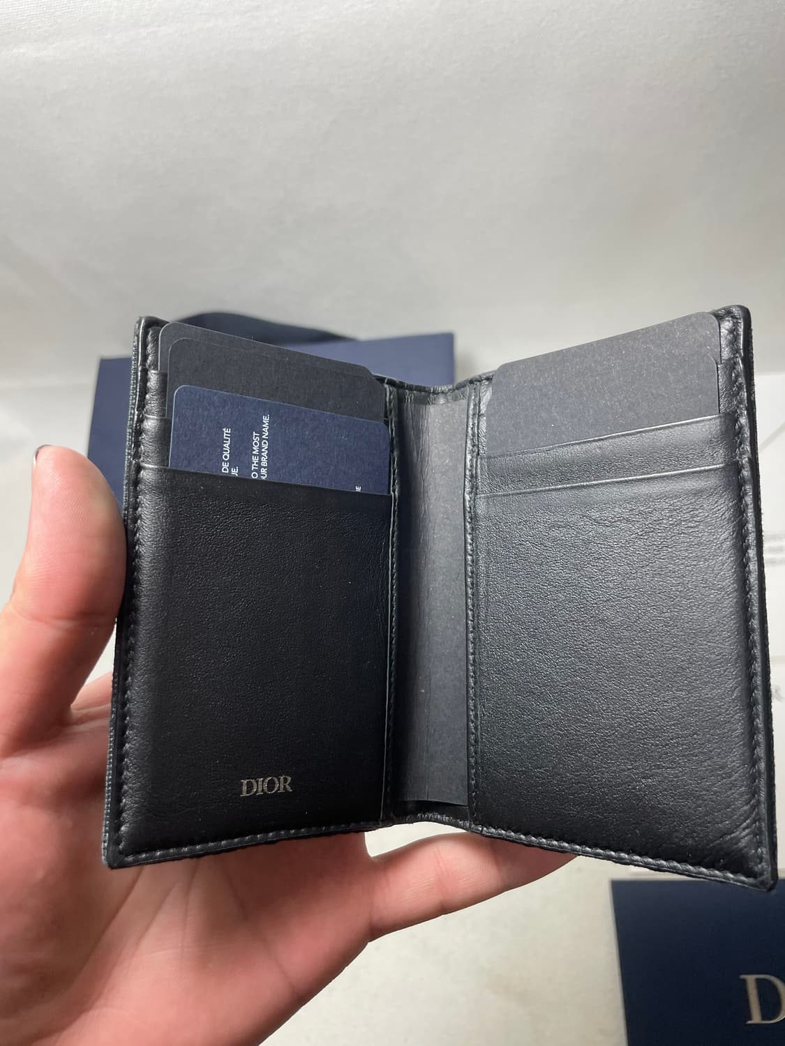 [새상품급,풀구성] 디올 오블리크 자카드 버티컬 2단 카드지갑 블랙 상품이미지4